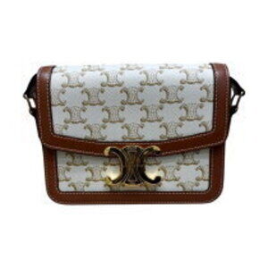 Celine Teen Triomphe bag white canvas calfskin shoulder